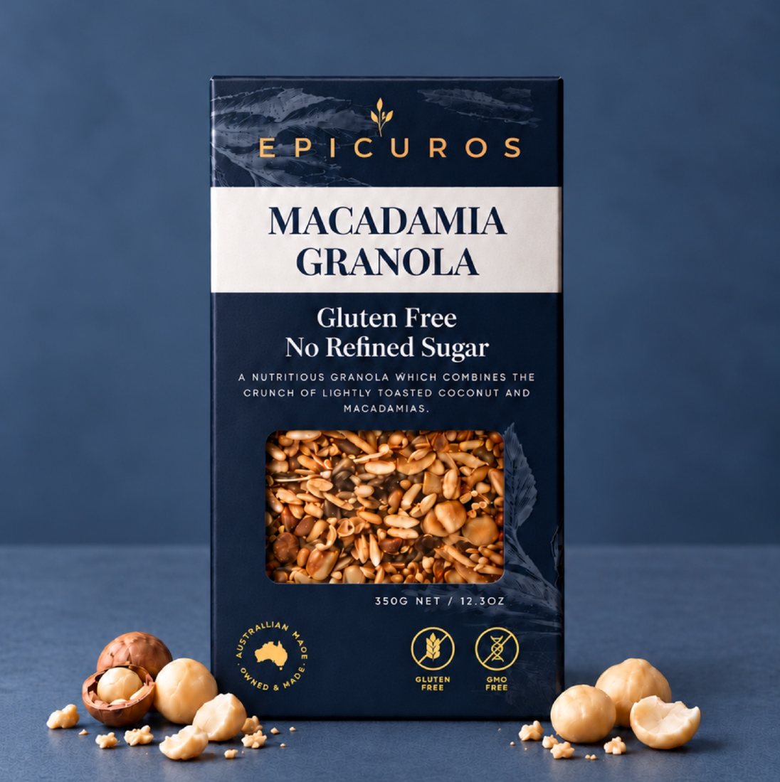 Macadamia Granola with its ingredients