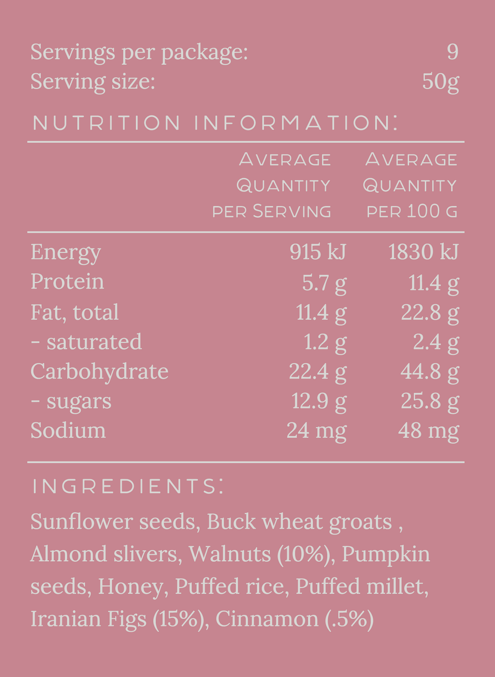 FIG, WALNUT & CINNAMON GRANOLA